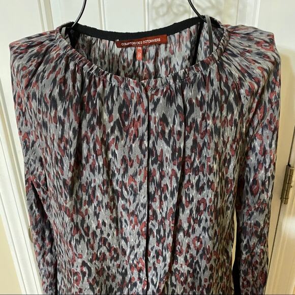 Comptoir Des Cotonniers 100% Silk Abstract Popover Tunic Top FR Sz 36 / US Small - Picture 3 of 8